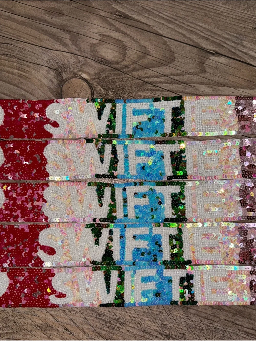 Sequin 'SWIFTIE” Multicolor Ombré Lovers Era Beaded Purse Strap